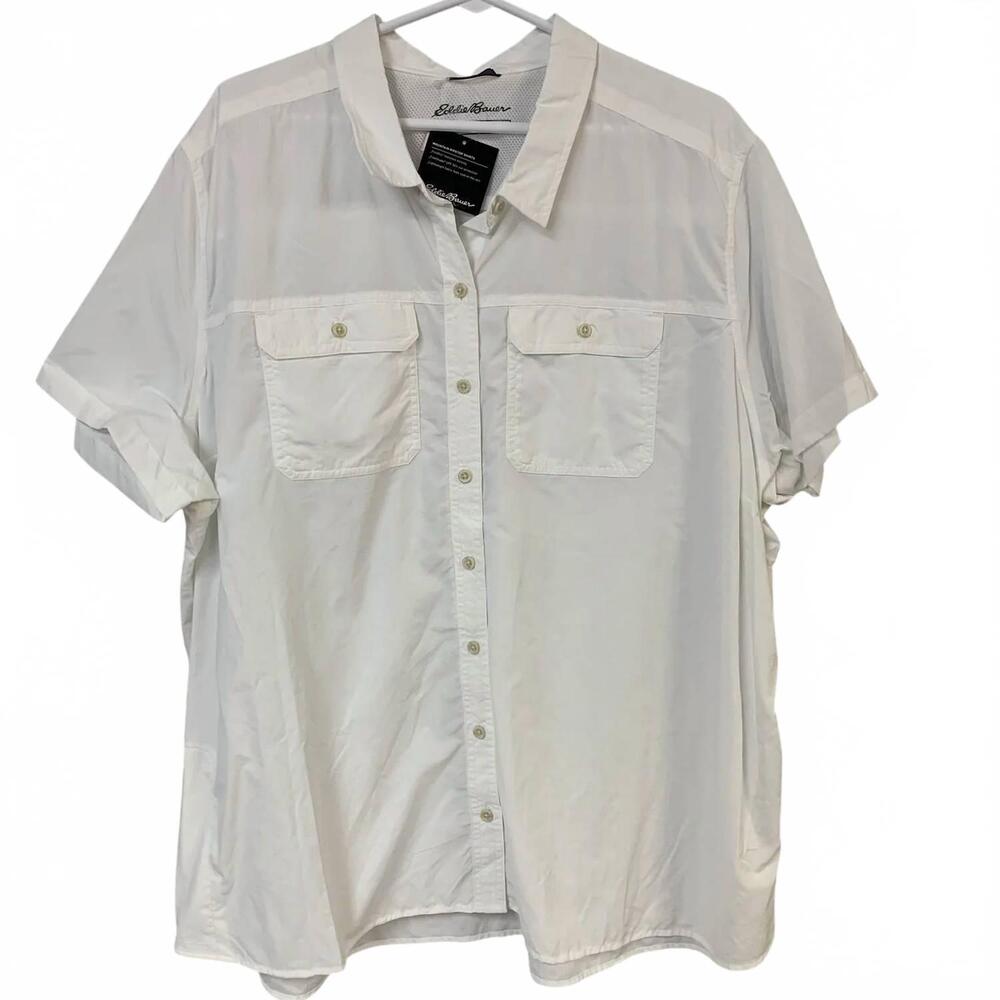 NEW EDDIE BAUER women's mountain ripstop button up shirt in white